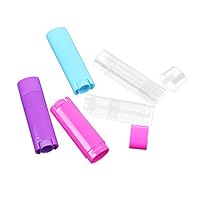 20 pcs Assorted Colors 4.5g Empty Plastic Deodorant Containers Oval Lip Balm Tube