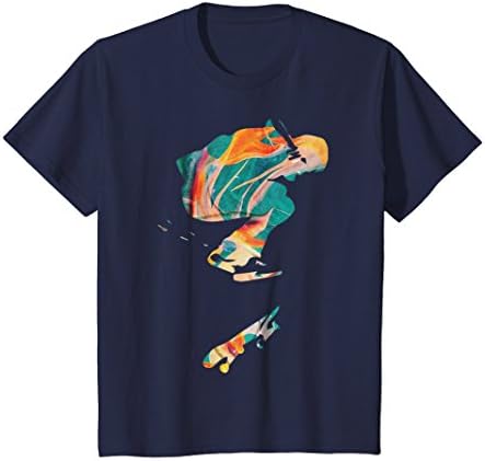 Kids Cool Skateboarding T-Shirt, Graffiti Style Skater Wear 10 Navy