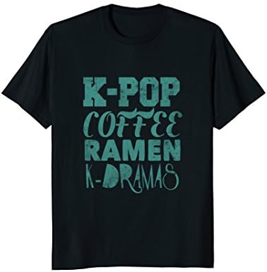 Mens K-Pop Tees: Coffee Ramen K-Dramas Korea Korean T-Shirt XL Black