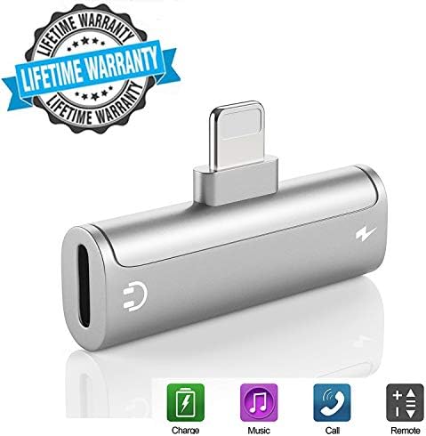 Headphone Adapter for iPhone 8 Dongle Phone Adapter for iPhone X/XS/XR/7/7 Plus/8 Plus Aux Audio Splitter Support Listen and Music Charge Phone Call Wire Control for iOS 12 System or Later