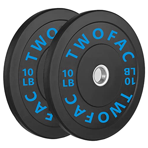 TWOFAC Improved Rubber Bumper Plates, A Pair of 10LB Olympic Weight