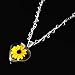 Sterling HEART Necklace with a Real Natural Miniature SUNFLOWER (Symbol of Happiness and Light) in a TRANSPARENT Background with a 17.71 inches Sterling Silver HEARTS Chain - Perfect LOVE GIFT