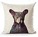 Andreannie Nordic Simple Ink Painting Watercolor Animal Adorable Bear Cotton Linen Throw Pillow Case Personalized Cushion Cover New Home Office Decorative Square 18 X 18 Inches