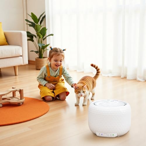 Wireless Water Fountain for Cats and Small Dogs, 1.8L Capacity, 5200mAh Rechargeable Battery, Ultra-Quiet Pump, 2 Flow Modes, Automatic Pet Water Dispenser