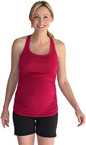 For Two Fitness Signature Maternity Racerback Tank Top (Medium, Berry)
