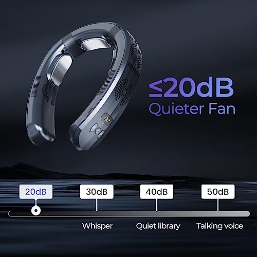 Portable Neck Air Conditioner Fan,Bladeless Fans,Long Endurance Limited Version Portable Neck Fan with LED Rechargeable Personal Neck Fans,3 Latest Cooler Plates,Quiet,Lightweight Neck Fans,Black