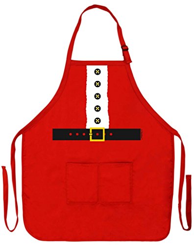 ThisWear Santa Apron Mrs Claus Christmas Gift for Kitchen Cooking Baking Crafting Two Pocket Apron Red