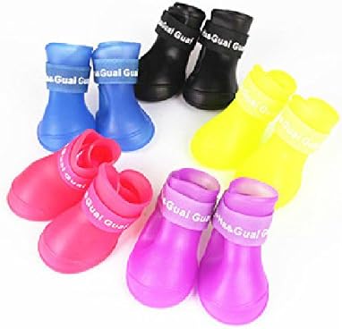 Xyindia(TM)Candy Color padded pet shoes non-slip boots shoes dog cat pet dog Rain boot Waterdrop 4PCs M5127