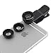 Apexel 3-In-1 Clip-On Lens Kit 180 Degree Fisheye Lens + 0.67X Wide Angle + 10X Macro Lens (Black)