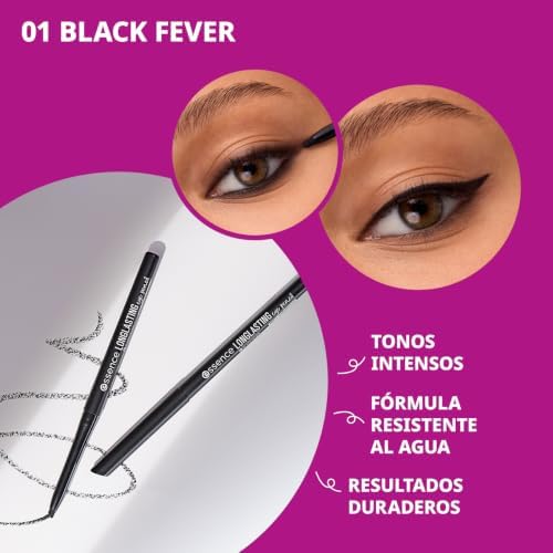 essence LONG-LASTING eye pencil black fever Lápiz ojos 01 resistente agua