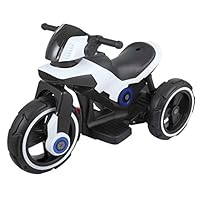 BWM.Co 6V Kids Ride-on Toy Motorcycle 3-Wheel Battery Powered Electric Trike Motorcycle White
