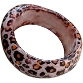 MMIUAEG Vintage Chunky Bracelet for Women Leopard Print Wrap Acrylic Resin Bangle Bracelet Wide Irregular Geometric Cuff Bracelet Wide Cuff Bangle Jewelry
