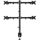 WALI Quad LCD Monitor Desk Mount Fully Adjustable Stand Fits 4 Screens up to 27 inch, 22 lbs. Weight Capacity per Arm (M004), Black