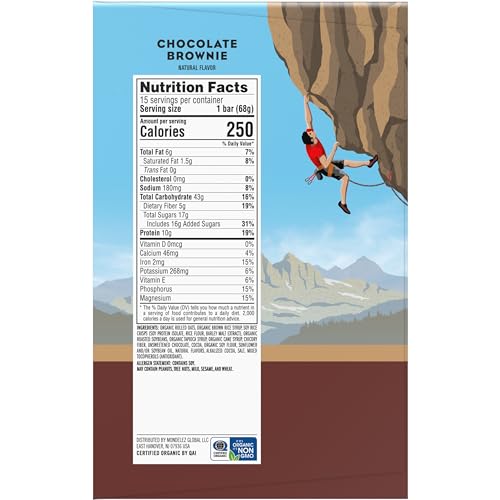 CLIF BAR – ENERGY PROTEIN BARS – CHOCOLATE BROWNIE – MADE WITH ORGANIC OATS – ENERGY BARS – NON-GMO – (15 PACK)