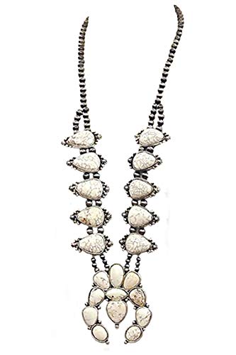 JChronicles Natural Turquoise Stone Squash Blossom Vintage Statement Western Necklace (SQ-2043) - Thumbnail 3