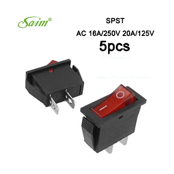 Saim-2-Pin-AC-16A250V-20A125V-SPST-OnOff-Rocker-Switch-5-Pcs