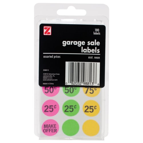 ADVANTUS Self Adhesive Garage Sale Labels, 3/4" Circle, 180 Labels, Assorted Pr…