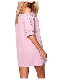 StyleDome mini vestido suelto manga corta sin hombros talla grande casual para mujer