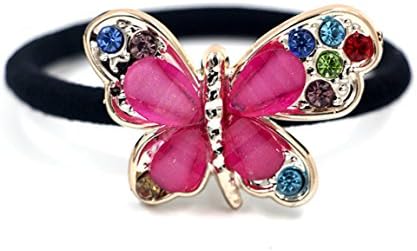 Kaured Nice Women Elastic Hair Band Bow Crystal Rhinestone Hair Accessoriesrls Jewelry Butterfly Handband Ropes rose