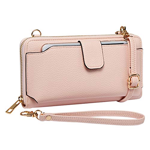 Heaye Wristlet Wallet Phone Bags for Women with Card Slots (Pink)
