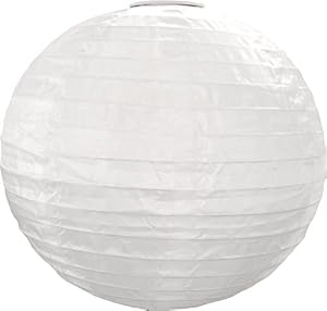 Image of Allsop Home and Garden Soji Original 10" Round LED Outdoor Solar Lantern, Handmade with Weather-Resistant UV Treated Nylon, Stainless Steel Hardware, Auto sensor on/off, Chinese Style Globe Light