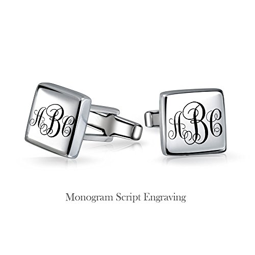 High Polished Sterling Silver Modern Square Mens Cufflinks - Thumbnail 3