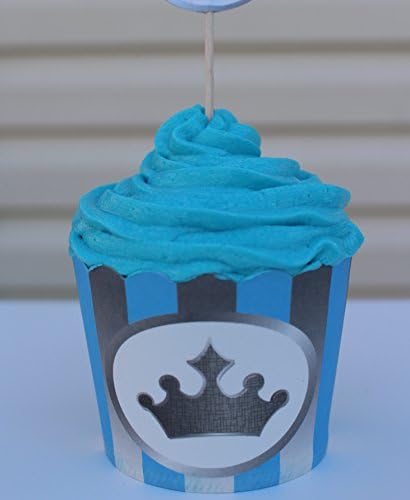 Prince Royal Silver Crown - Cupcake Wrappers/Disposable Baking Cups 25 pack.
