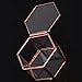 Jili Online Mini Copper Faceted Hexagonal Clear Glass Jewelry Box Tabletop Home Decoration