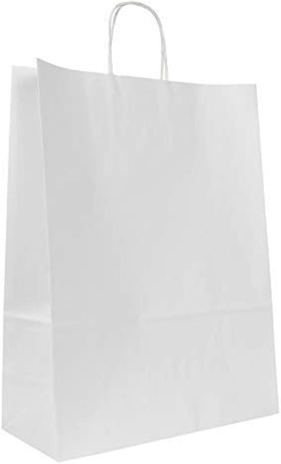 25x White Paper Gift Bags with Twisted Handles 22cm x 31cm x 10cm by
