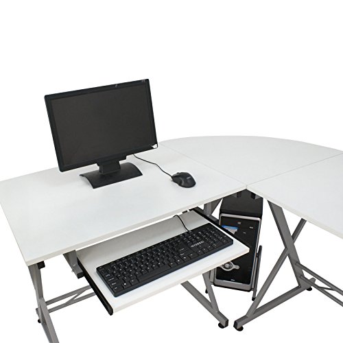 3-Piece L-Shape Corner Computer Office Desk PC Laptop Table Home Workstation White New