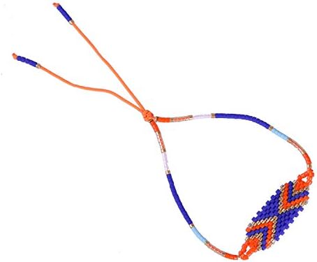 KELITCH String Friendship Bracelet, Seed Bead Arrow Woven Pattern - Blue/Orange