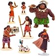 Disney Store Official Deluxe Figurine Play Set - Moana 2-7 Fully Sculpted Disney Characters: Moana, Simea, Maui, Pua with HEI HEI, Matangi, Loto, and Moni - Freestanding Figures