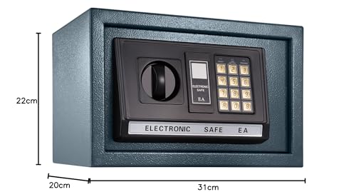 tectake® Massiver Elektronischer Safe Tresor 20 X 31 X 22cm 4,6 kg schwarz inklusive 4 Batterien 6