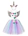 Muababy Baby Girl Unicorn Costume Pageant Flower Princess Party Tutu Dress with Headband (5-6 Years, 1438)