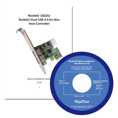 HighPoint RocketU 1022A SuperSpeed USB 3.0 PCI-Express 2.0 x1 Non-RAID HBA