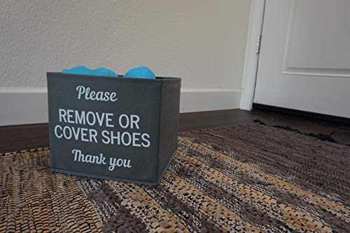 RE Goods Shoe Cover Box | Disposable Shoe Bootie Holder For Realtor Listings and Open Houses | Please Cover or Remove Shoes Bin | Shoe Bootie Box (Grey)