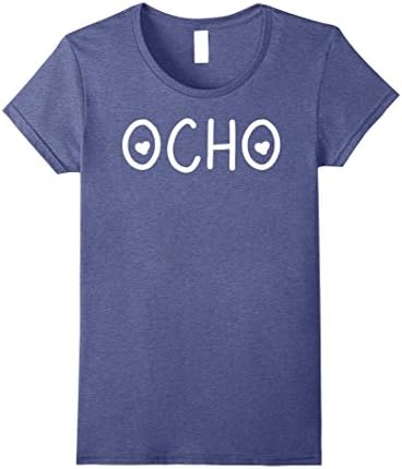 Womens 8th Birthday Shirt - Ocho Anos - Camisa de 8 Cumpleanos XL Heather Blue