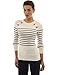 PattyBoutik Women Crewneck Striped Military Sweater (Ivory and Black Small)