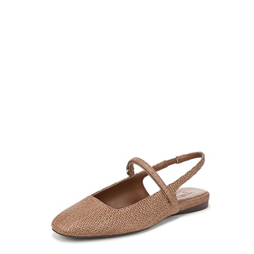 Naturalizer Women's Connie Mary Jane Flat Walnut Brown Faux Raffia 8.5 W