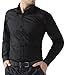 PAUL JONES Men's Black Casual Button Down Shirt Slim Fit Dress Shirts (S)