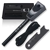 Ferro Rod Fire Starter - Ferrocerium Rod Survival Kit Gift Box - 3 in 1 Magnesium Flint and Steel Set with Paracord & Scraper - Lightweight Emergency Campi (Black/White, 4 1/2 Inch)