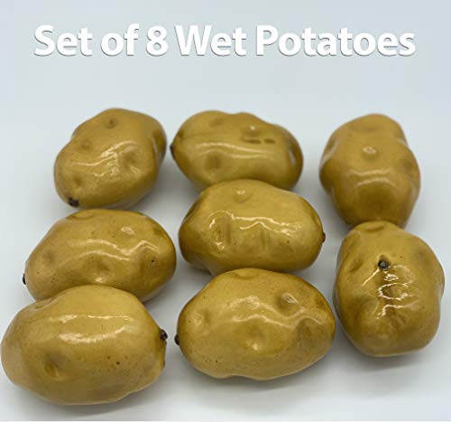 Realistic Fake Potato Set 8 PCS - Realistic 'Just Washed' Potatoes - Lifelike Fake Vegetables for Decoration, Artificial Food Props, and Early Childhood Development