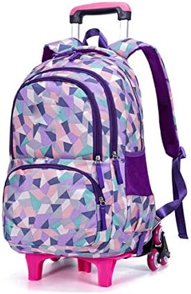 HEMFV Large Capacity Kids Rolling Backpacks Luggage Six Wheels Unisex Trolley School Bags (Color : Purple)