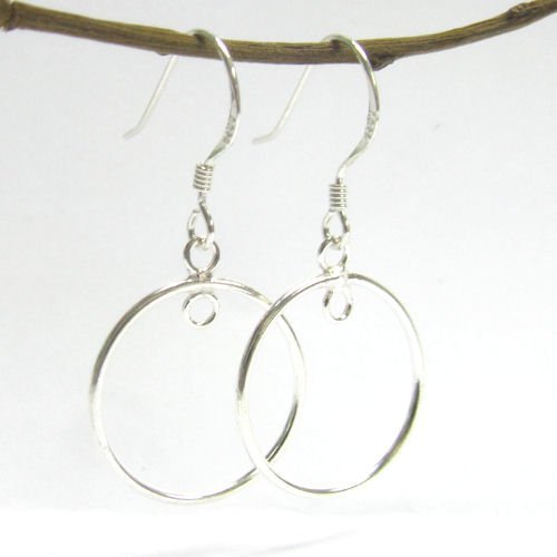 2 pcs .925 Sterling Silver Round Ear Wire French Hook Dangle Chandelier Connector/Findings/Bright