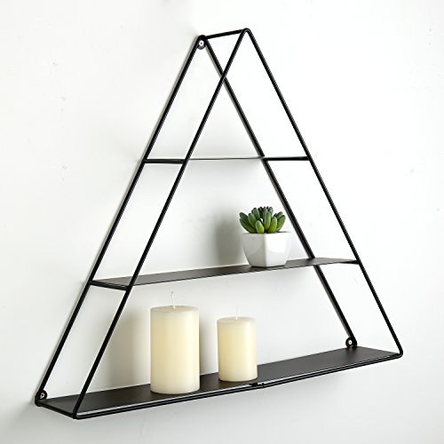 MyGift 3 Tier Wall Mounted Triangular Matte Black Metal Display Hanging