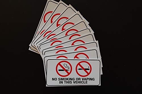 Five Star Graphics No Smoking in This Vehicle Sticker Set (10 Pack!) Vinyl Decal 3" X 1.5" Indoor Outdoor Waterproof (X10PS13)
