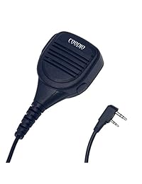 Coodio Micrófono de solapa remoto Hombro Altavoz Micrófono Trabajo pesado [IP54 a prueba de agua] Para 2 pines Kenwood Baofeng Wouxun Radio de 2 vías Walkie Talkie