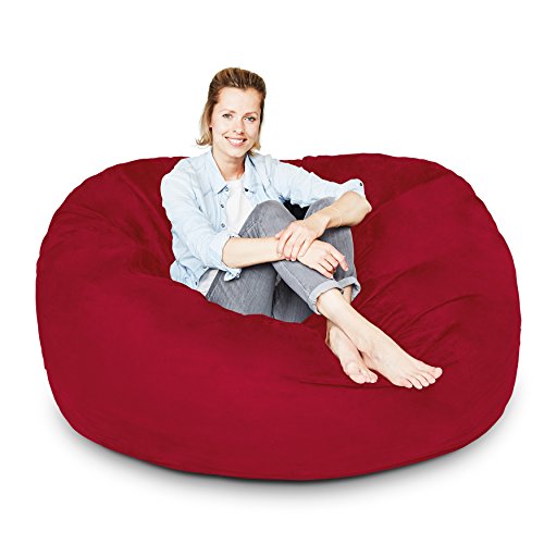 Lumaland Luxury 5Foot Bean Bag Chair with Microsuede Cover Red