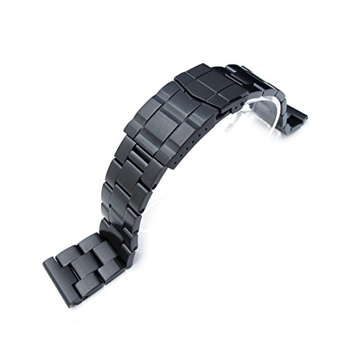 22mm Super Oyster Metal Watch Bracelet, Straight End, PVD Black, Solid Submariner Clasp