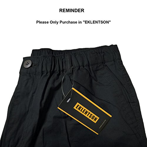 EKLENTSON Men's Capri Shorts Cargo Below Knee Shorts Loose Fit Multi-Pockets Hiking Shorts Black